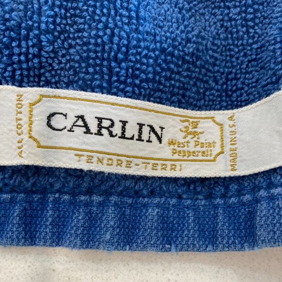 VTG 2 Hand Towels Carlin West Point Pepperell & Cannon Royal Family Blue Stripes - Picture 5 of 8